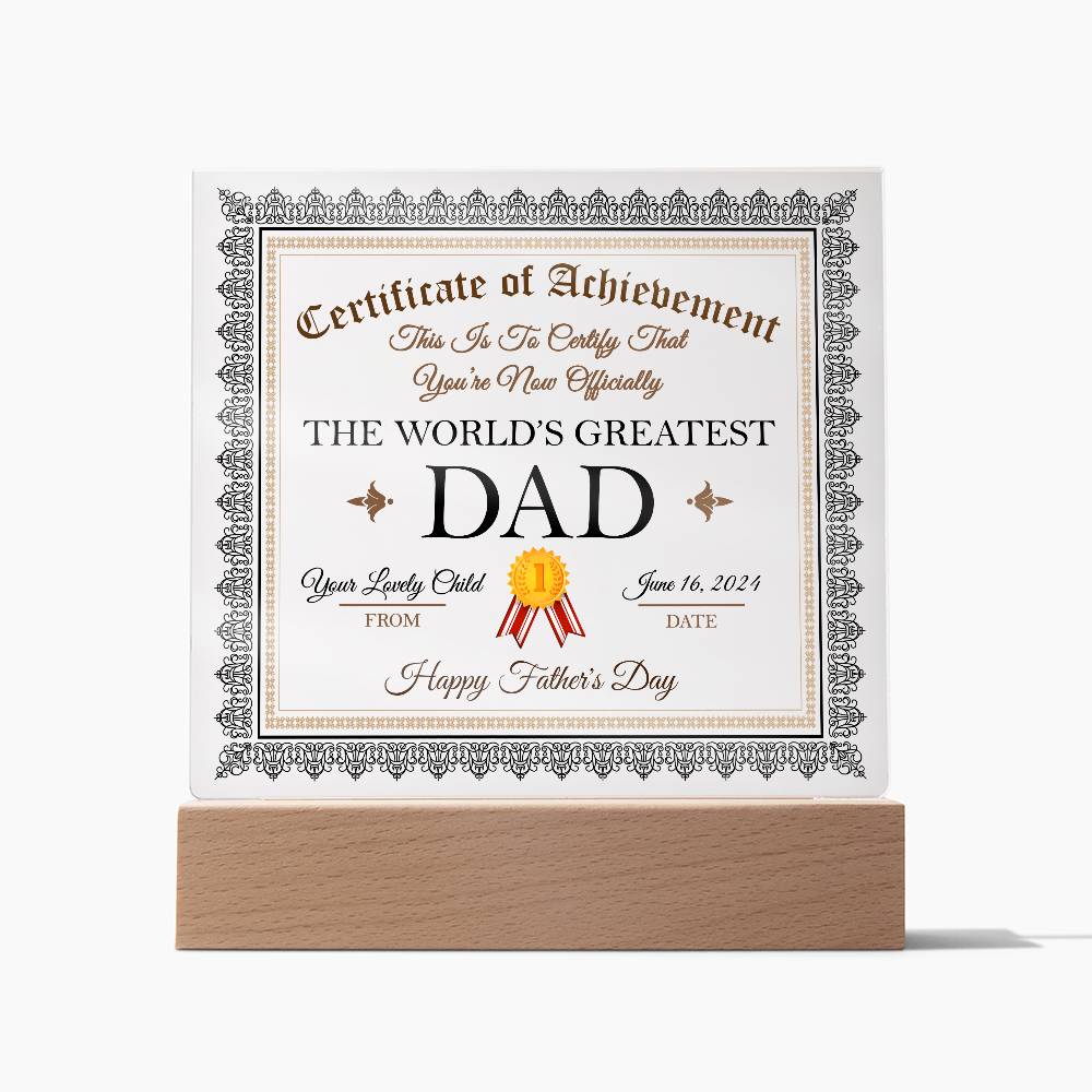 Printed Square  Acrylic Gift For Dad, Gift For Father, Father's Day Gift