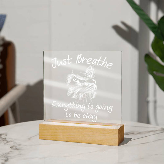 Just Breathe - Acrylic Square Plaque for Home Decor