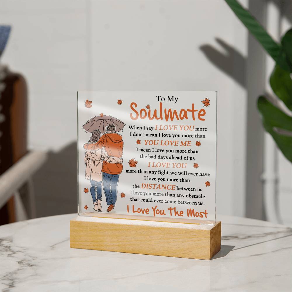 I Love You The Most- Fall Theme Acrylic Square- Gift for Soulmate