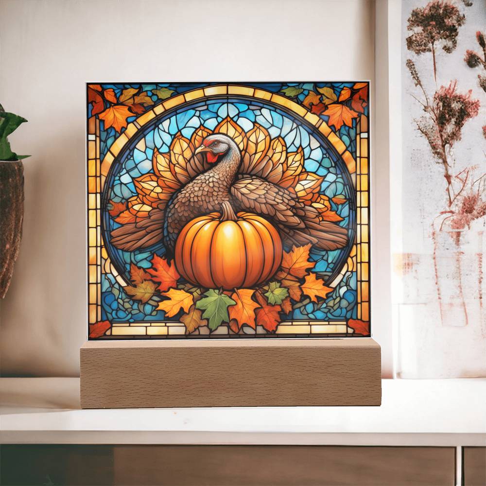 Turkey Time - Thanksgiving Theme Home Decor -Acrylic Square Plaque