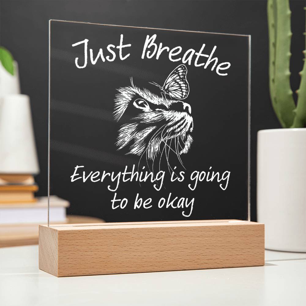 Just Breathe - Acrylic Square Plaque for Home Decor