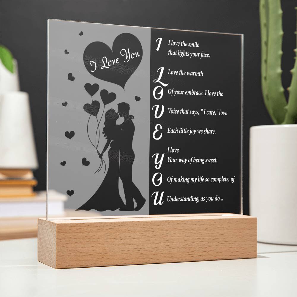 I Love You- Acrylic Square Plaque