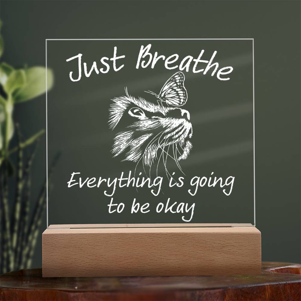 Just Breathe - Acrylic Square Plaque for Home Decor