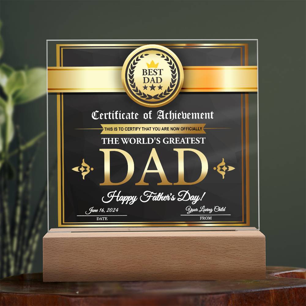 Printed Square  Acrylic Gift For Dad, Gift For Father, Father's Day Gift