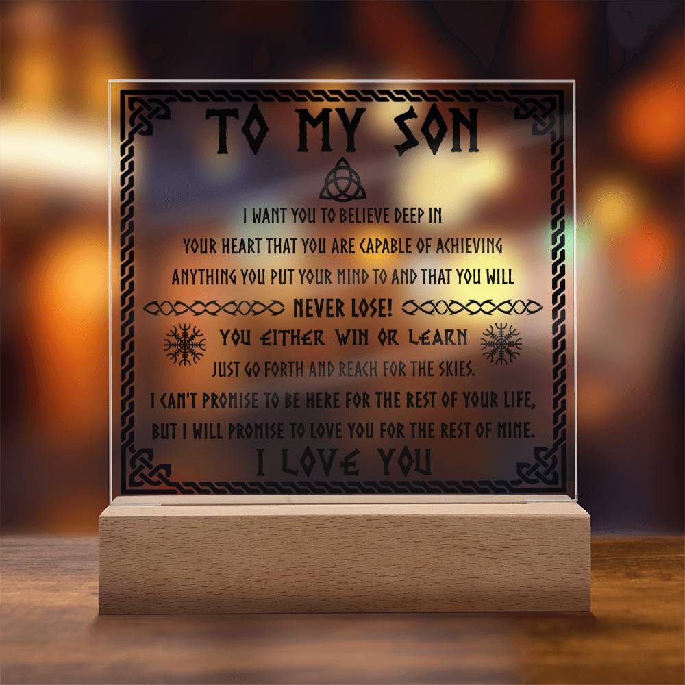 Never Lose! You  Either Win Or Learn- Gift for Son- Acrylic Square Plaque