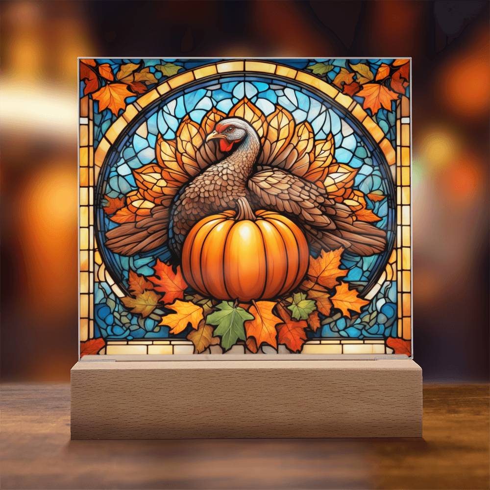 Turkey Time - Thanksgiving Theme Home Decor -Acrylic Square Plaque