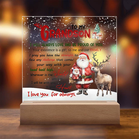 To My Grandson- Holiday Gift- Acrylic Square Plaque