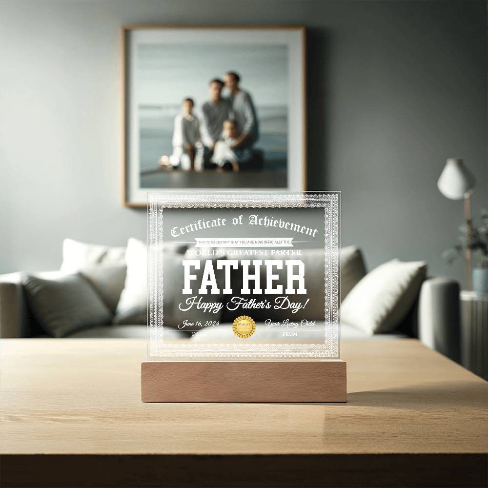 Printed Square  Acrylic Gift For Dad, Gift For Father, Father's Day Gift