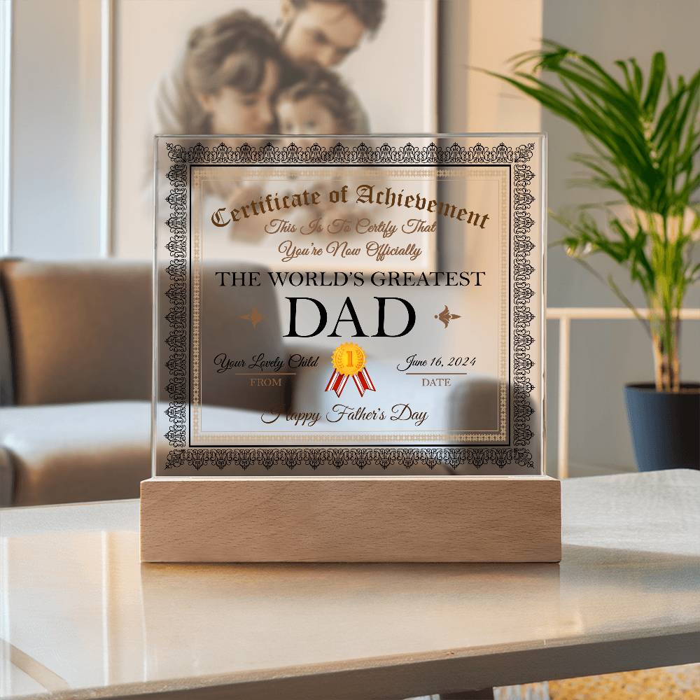 Printed Square  Acrylic Gift For Dad, Gift For Father, Father's Day Gift