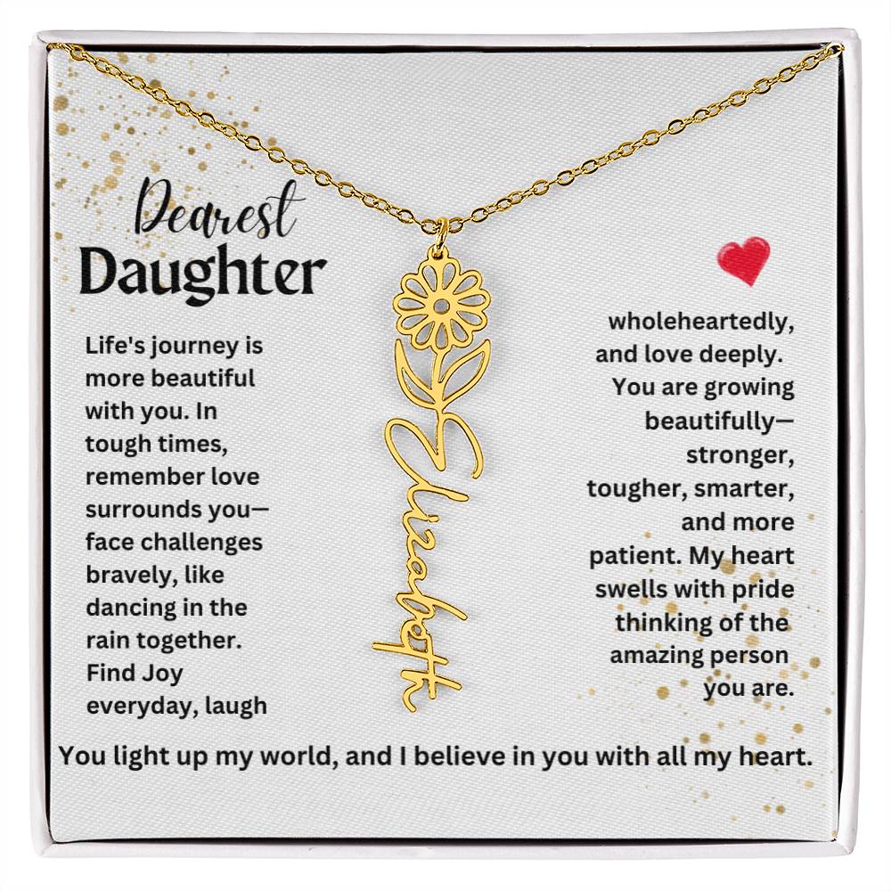 Personalized Flower  Name Pendant Necklace