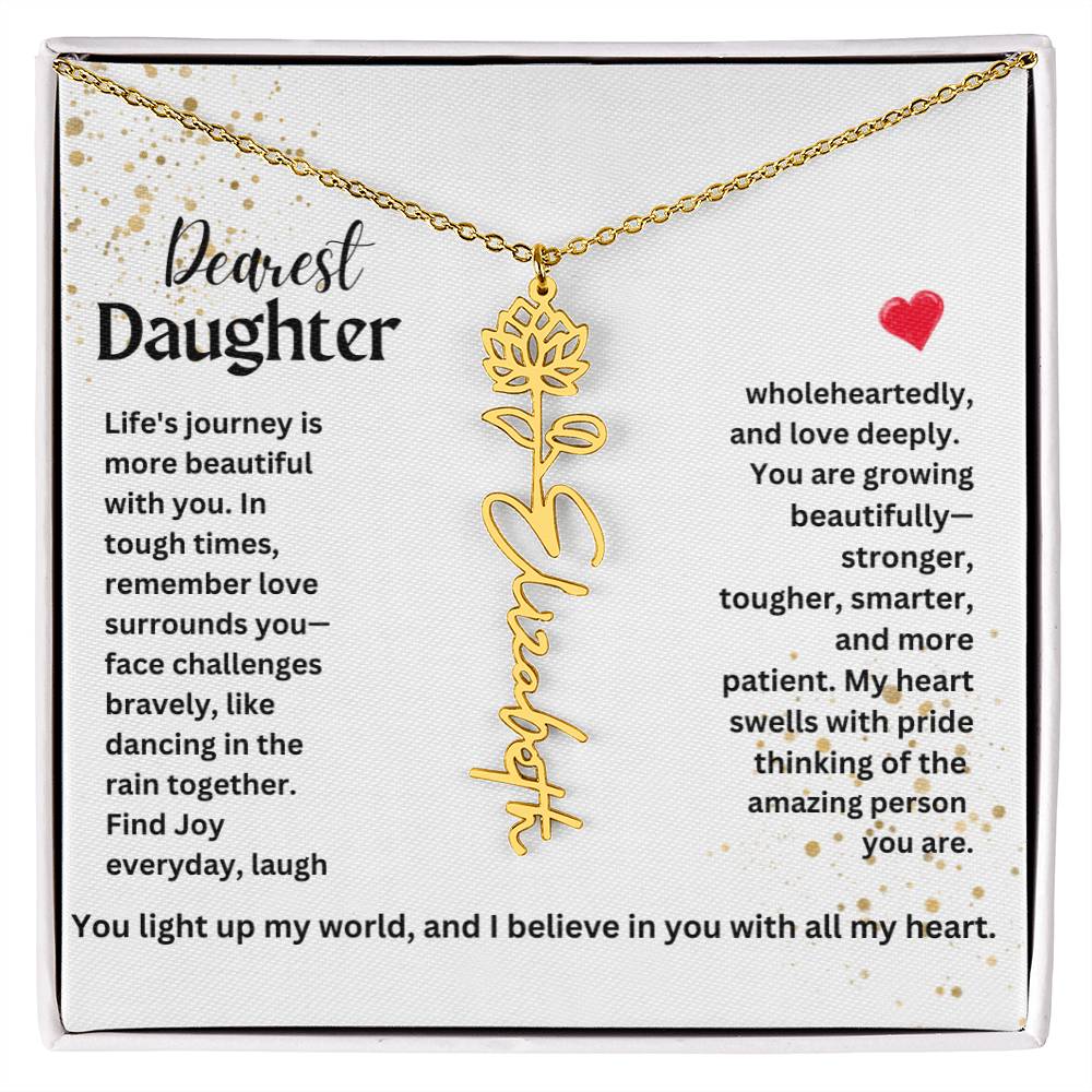 Personalized Flower  Name Pendant Necklace