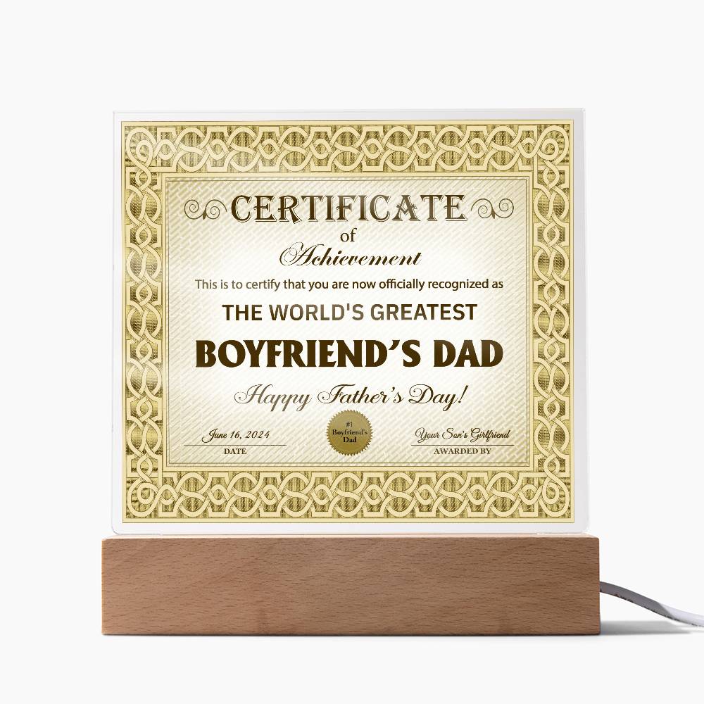 Square Acrylic Plaque, Gift for Boyfriend's Dad, Father's Day Gift