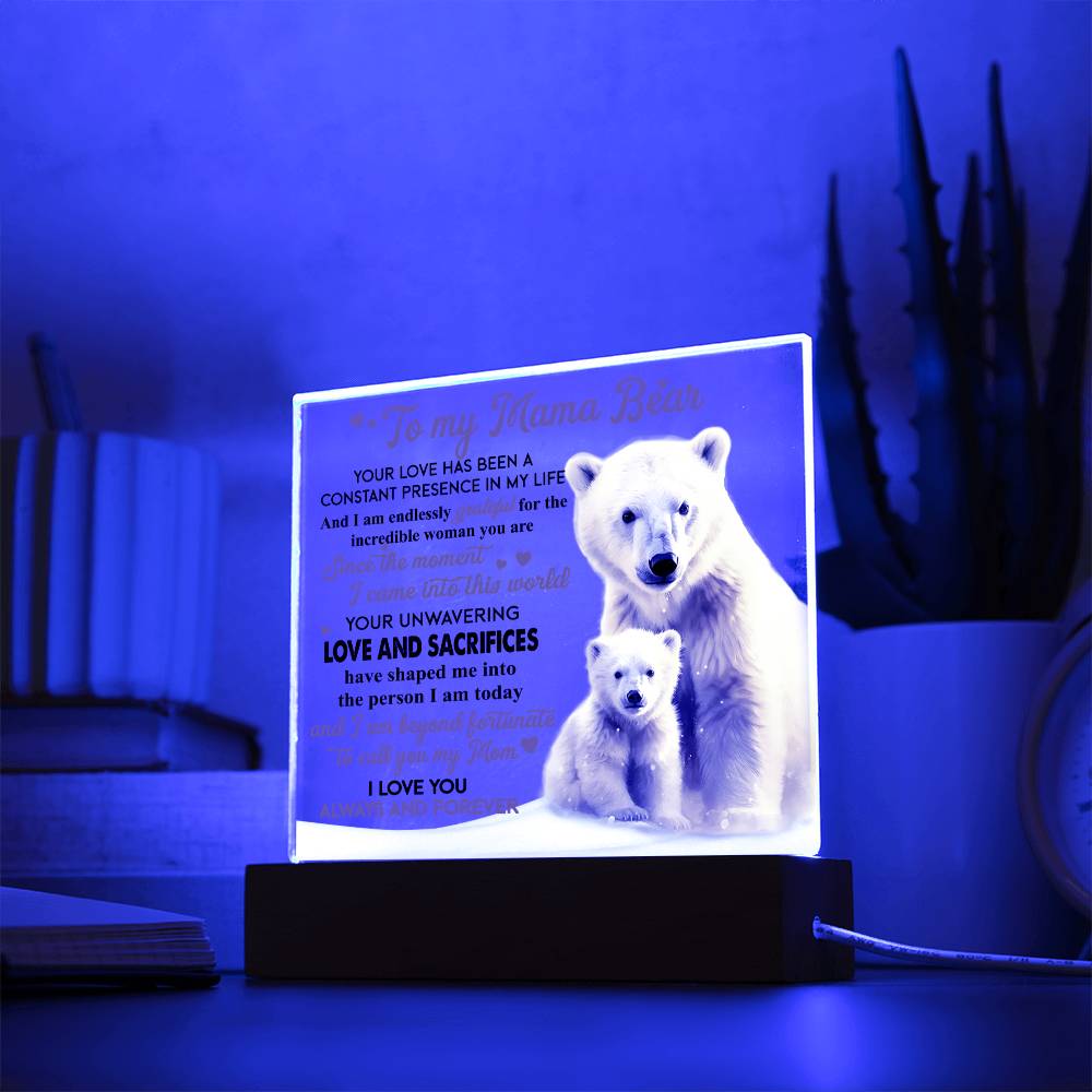 Eternal Love: A Heartfelt Message from Baby Bear- Acrylic  Square Plaque, Gift for mom, Gift for Mother