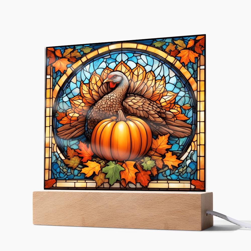 Turkey Time - Thanksgiving Theme Home Decor -Acrylic Square Plaque