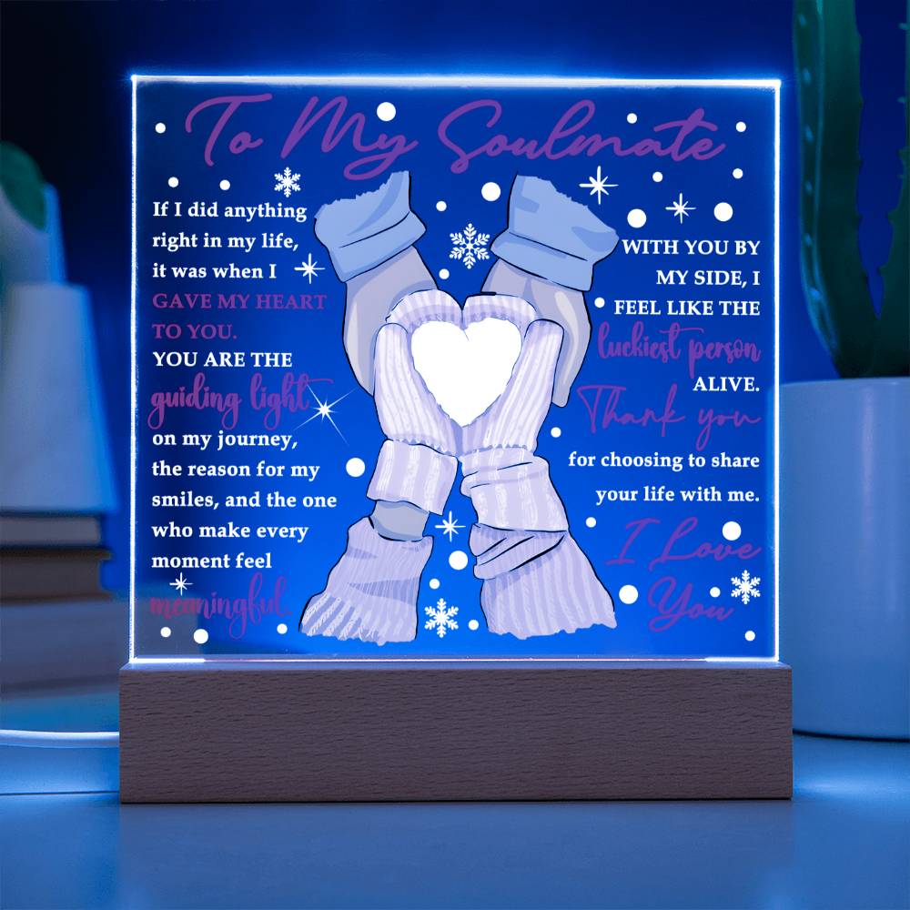 Love Radiance: A Gift for My Guiding Light- Acrylic Square Plaque- Gift For Soulmate