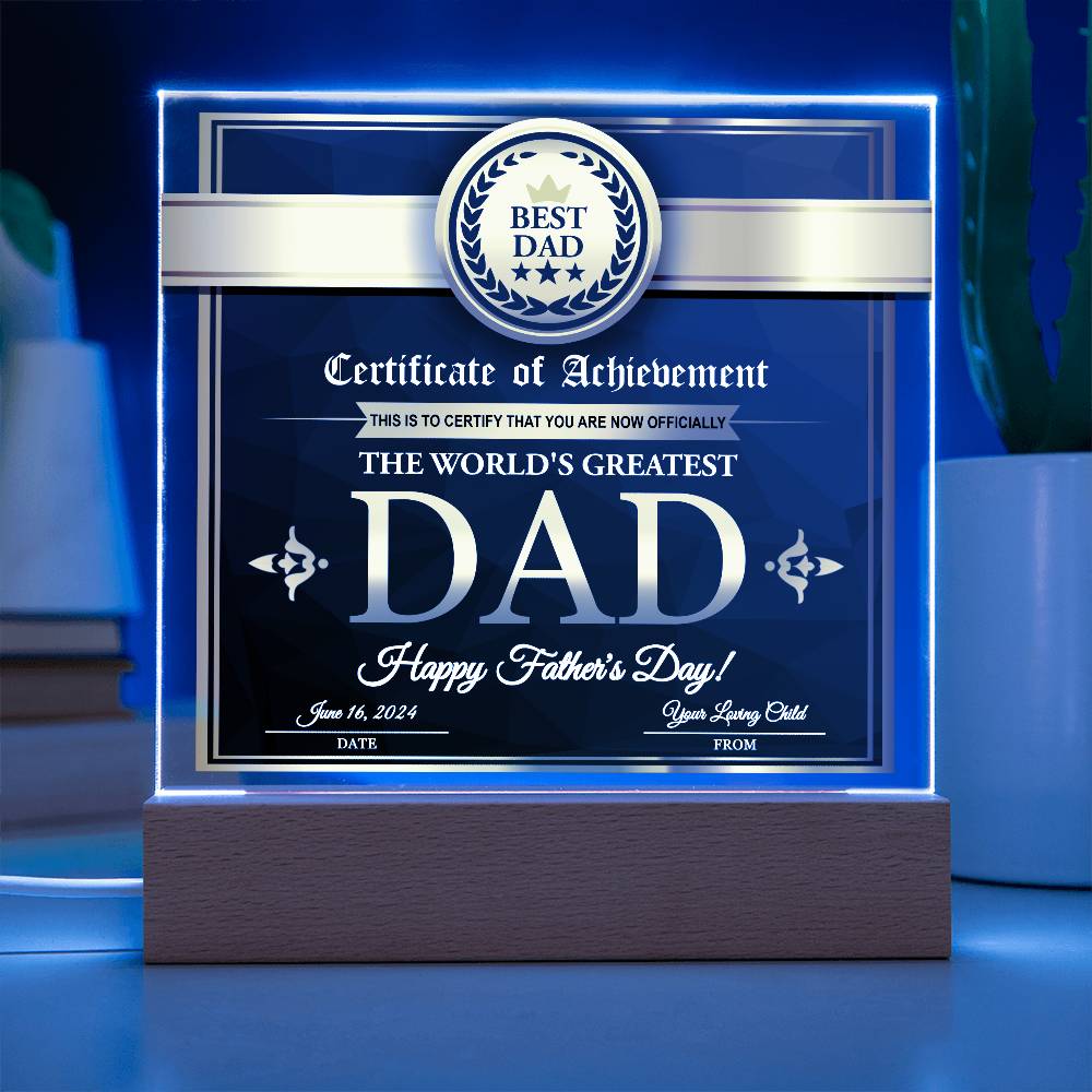 Square Acrylic Plaque Gift for Father, Gift for Dad, Father's Day Gift