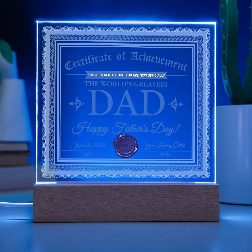 Square Acrylic Plaque Gift for Dad, Gift for Father, Father's Day Gift