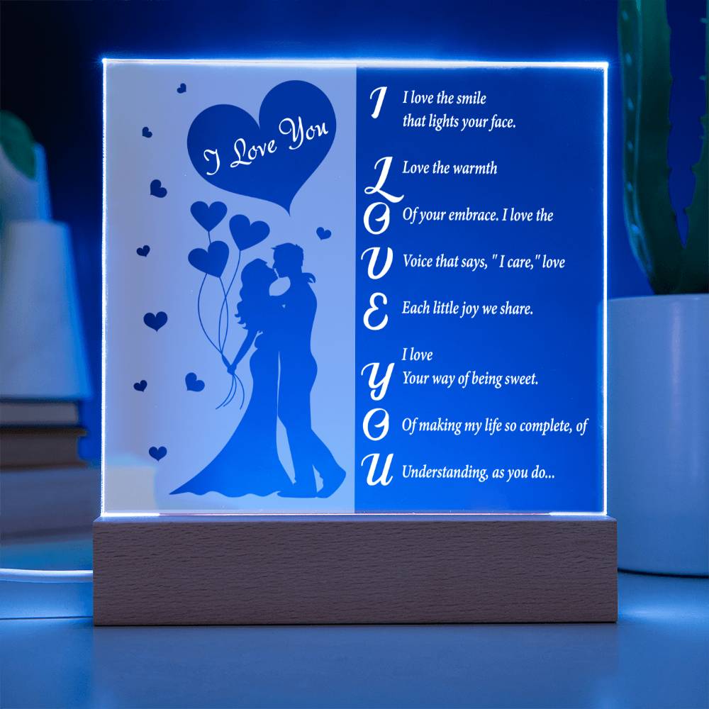 I Love You- Acrylic Square Plaque