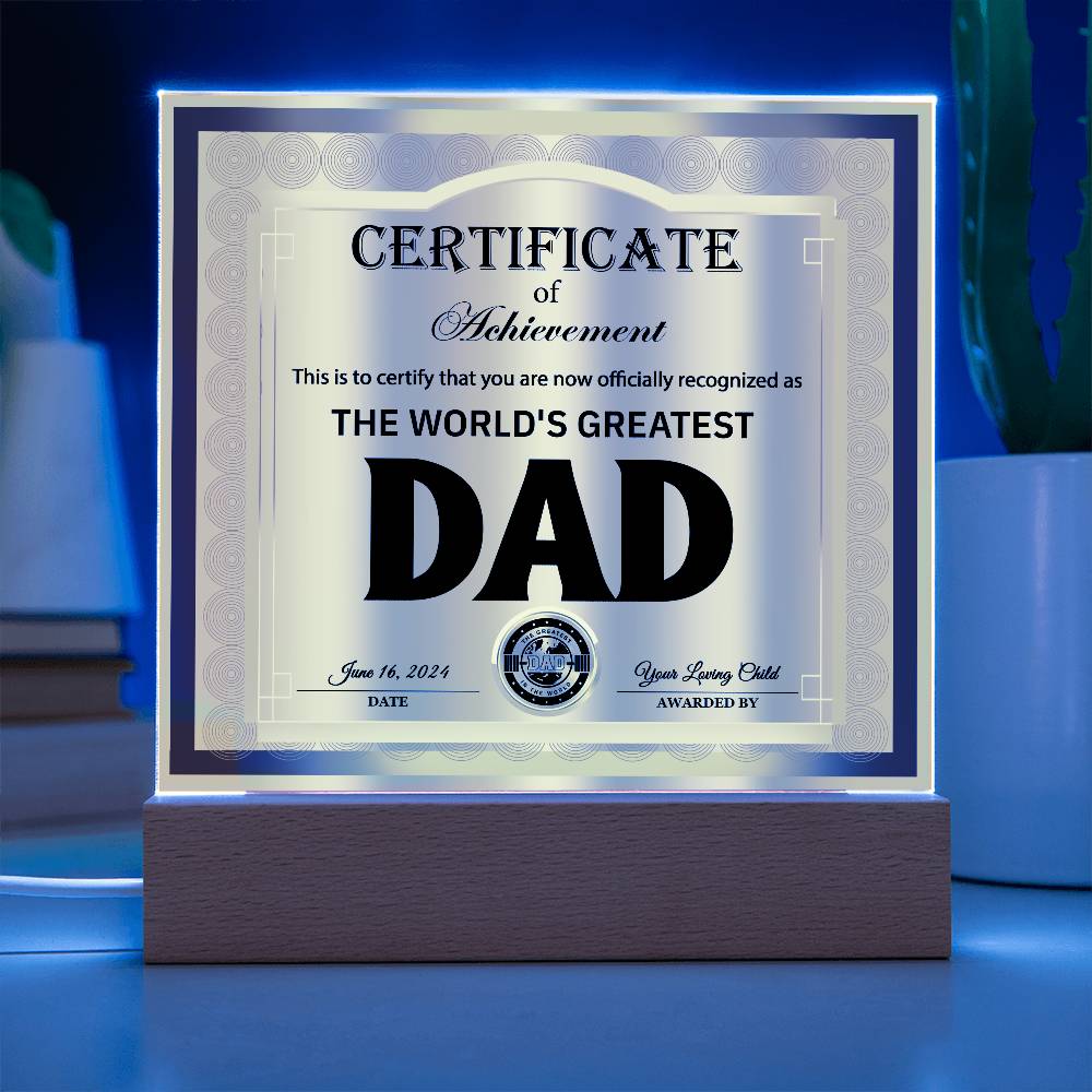 Square Acrylic Plaque Gift For Dad, Gift For Father, Father's Day Gift