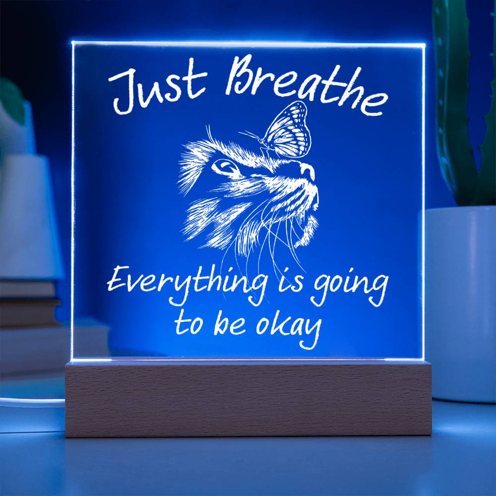 Just Breathe - Acrylic Square Plaque for Home Decor