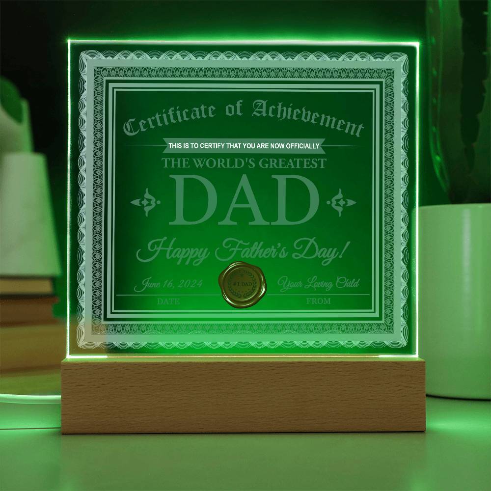 Square Acrylic Plaque Gift for Dad, Gift for Father, Father's Day Gift