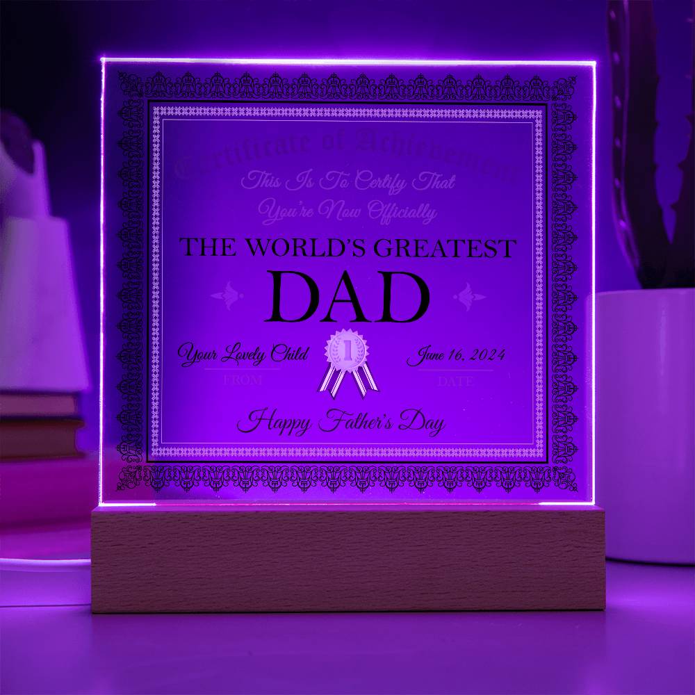 Printed Square  Acrylic Gift For Dad, Gift For Father, Father's Day Gift