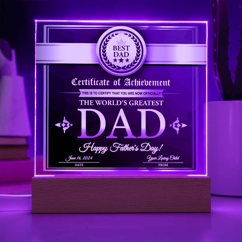 Square Acrylic Plaque Gift for Father, Gift for Dad, Father's Day Gift