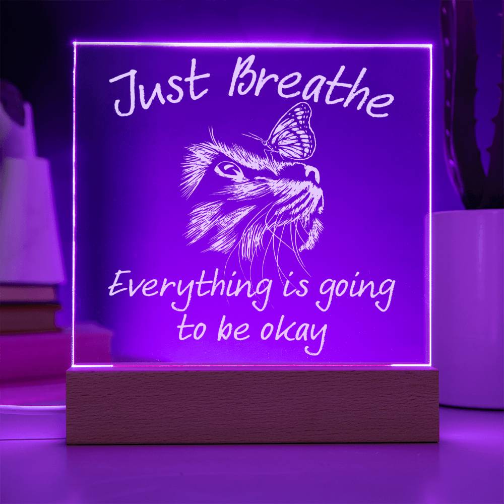 Just Breathe - Acrylic Square Plaque for Home Decor