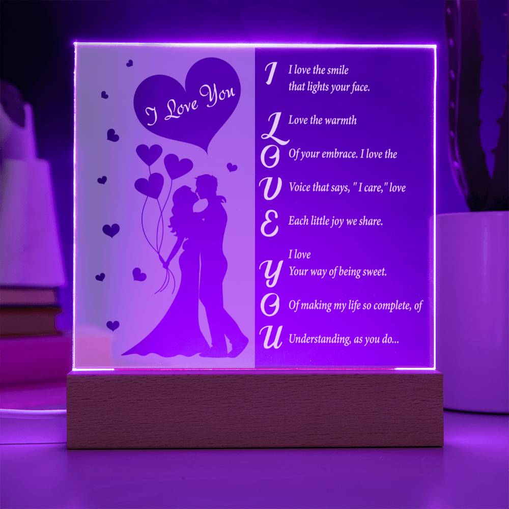 I Love You- Acrylic Square Plaque