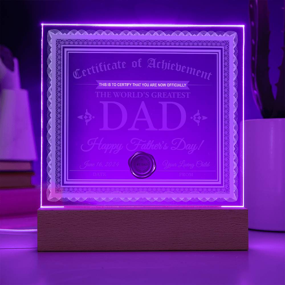 Square Acrylic Plaque Gift for Dad, Gift for Father, Father's Day Gift