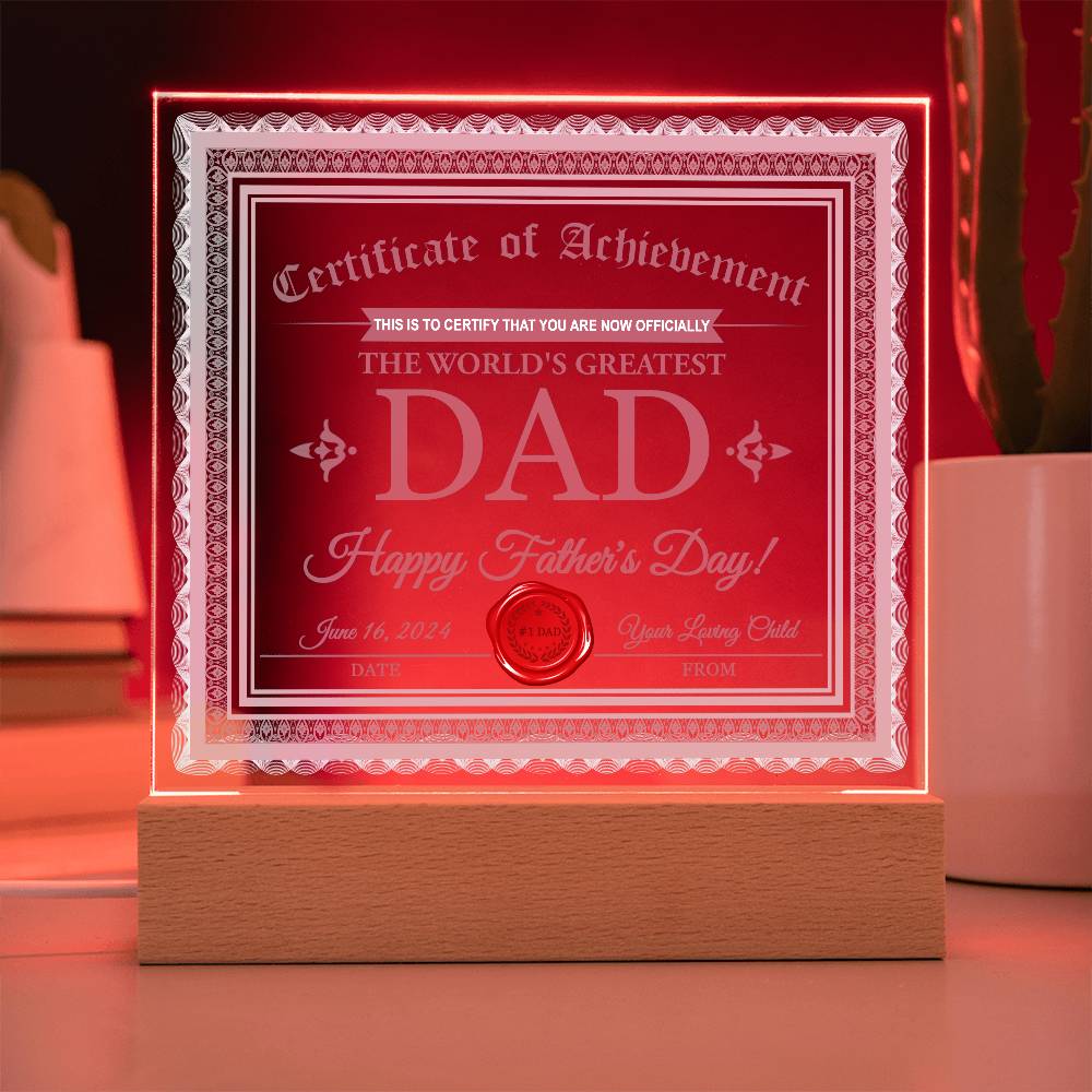 Square Acrylic Plaque Gift for Dad, Gift for Father, Father's Day Gift