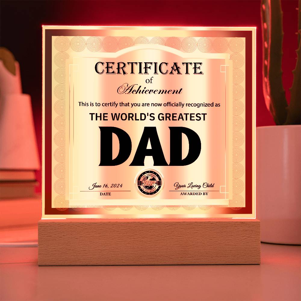 Square Acrylic Plaque Gift For Dad, Gift For Father, Father's Day Gift