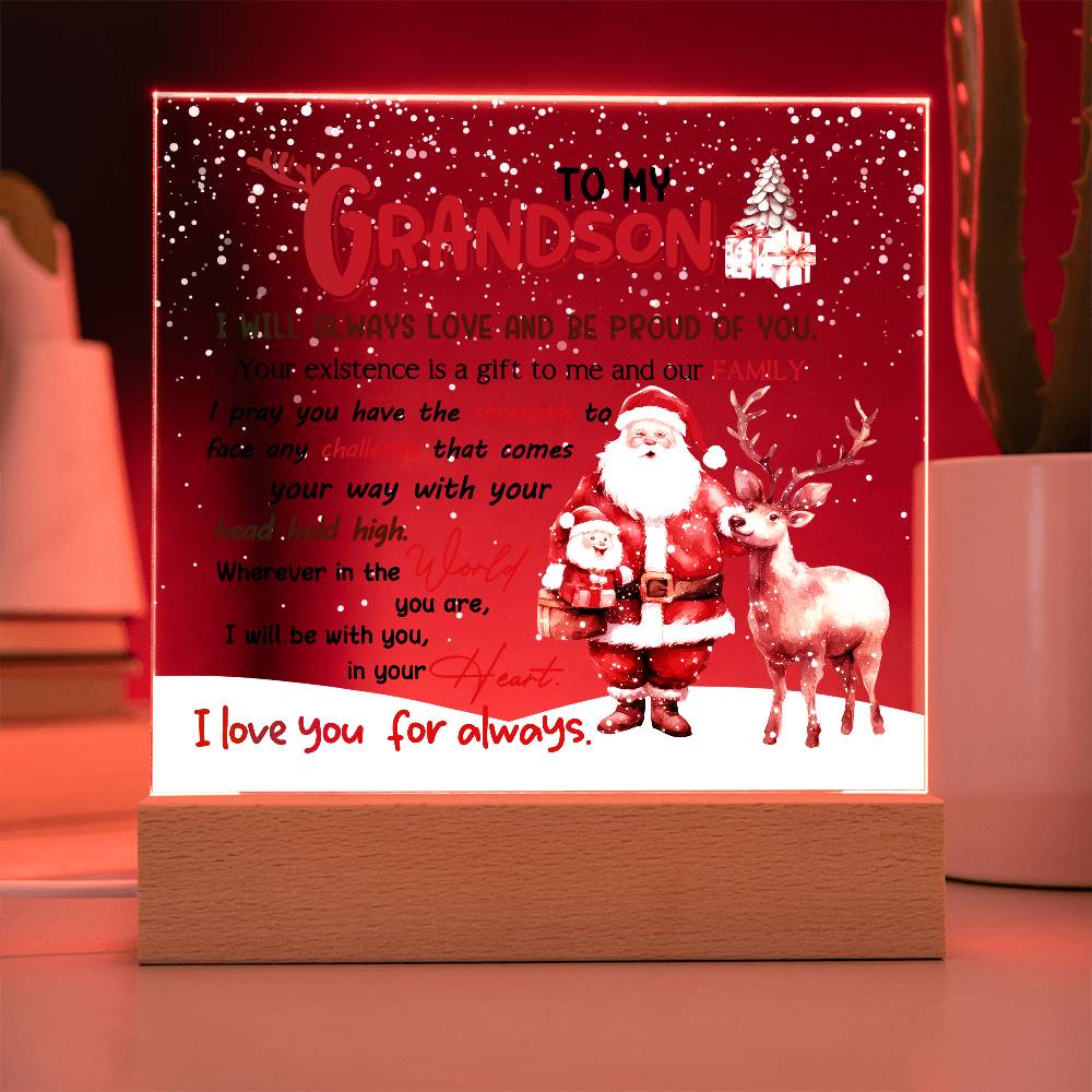 To My Grandson- Holiday Gift- Acrylic Square Plaque