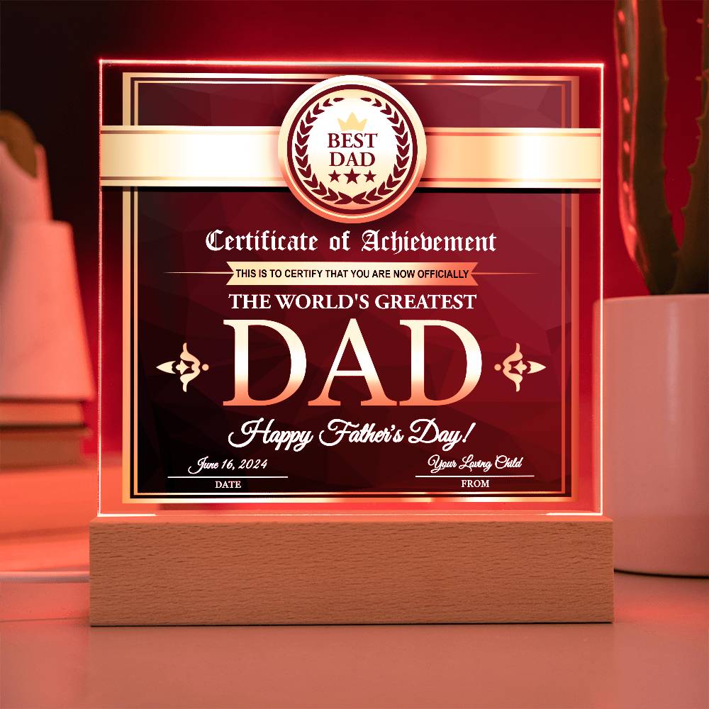 Square Acrylic Plaque Gift for Father, Gift for Dad, Father's Day Gift