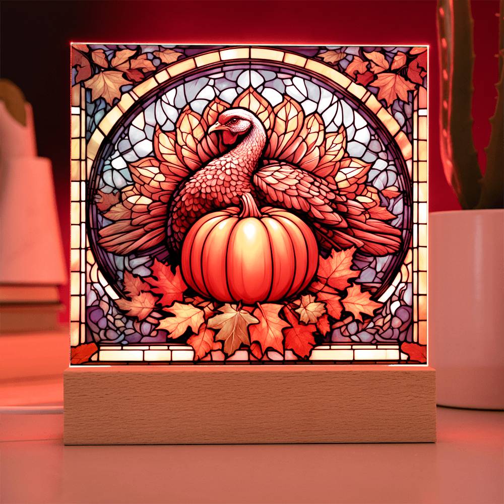 Turkey Time - Thanksgiving Theme Home Decor -Acrylic Square Plaque