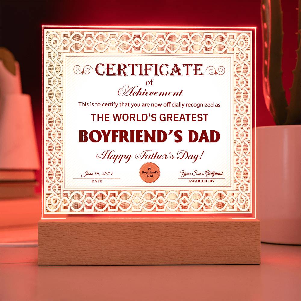 Square Acrylic Plaque, Gift for Boyfriend's Dad, Father's Day Gift