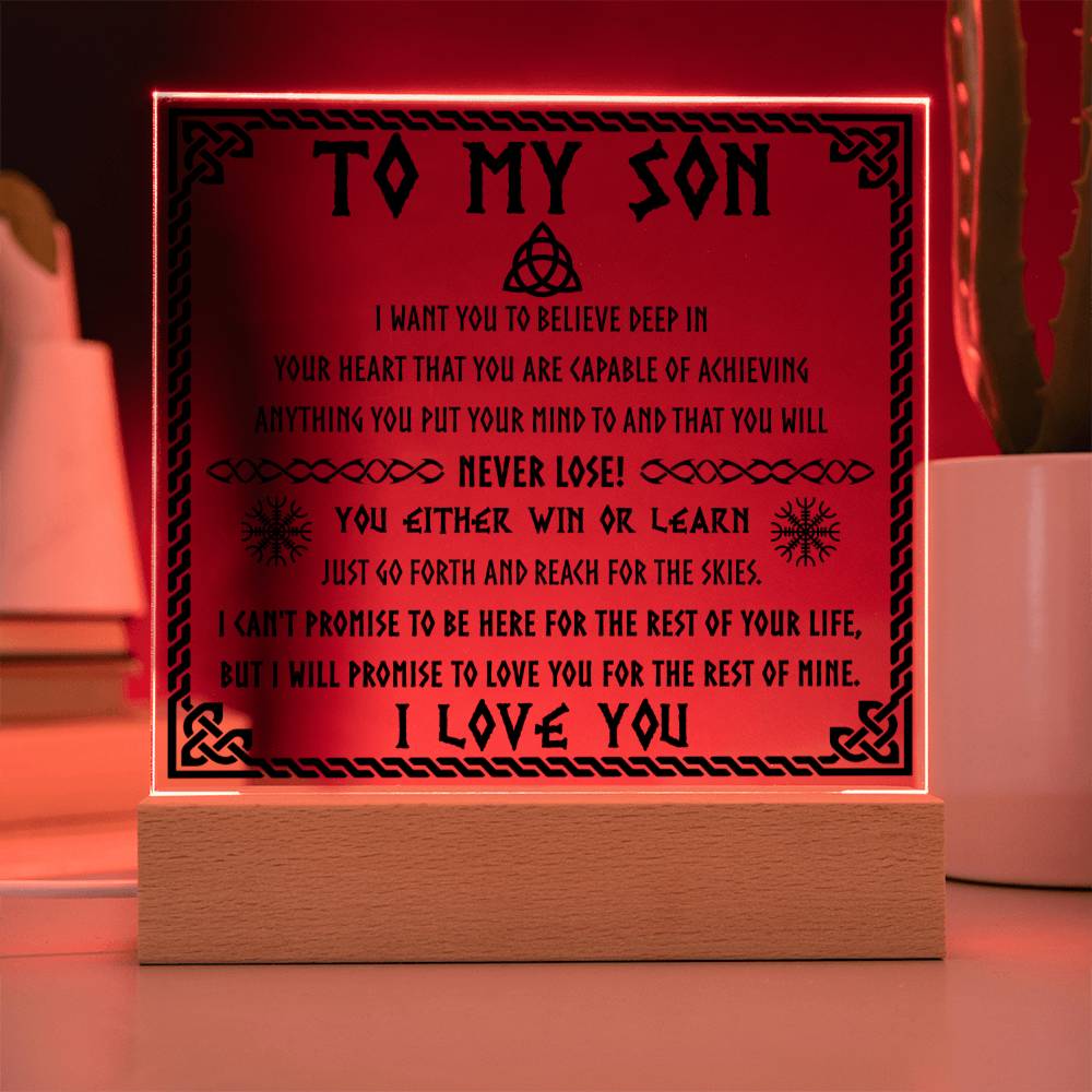 Never Lose! You  Either Win Or Learn- Gift for Son- Acrylic Square Plaque