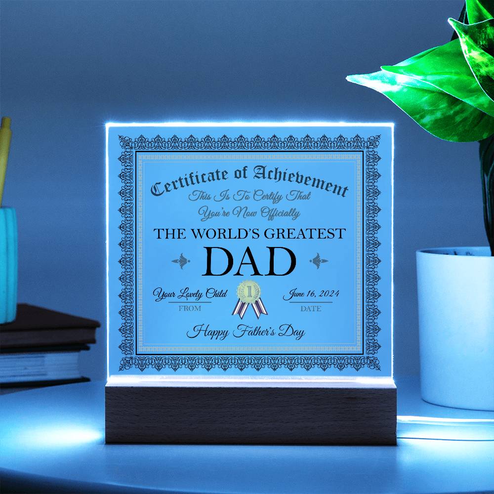 Printed Square  Acrylic Gift For Dad, Gift For Father, Father's Day Gift