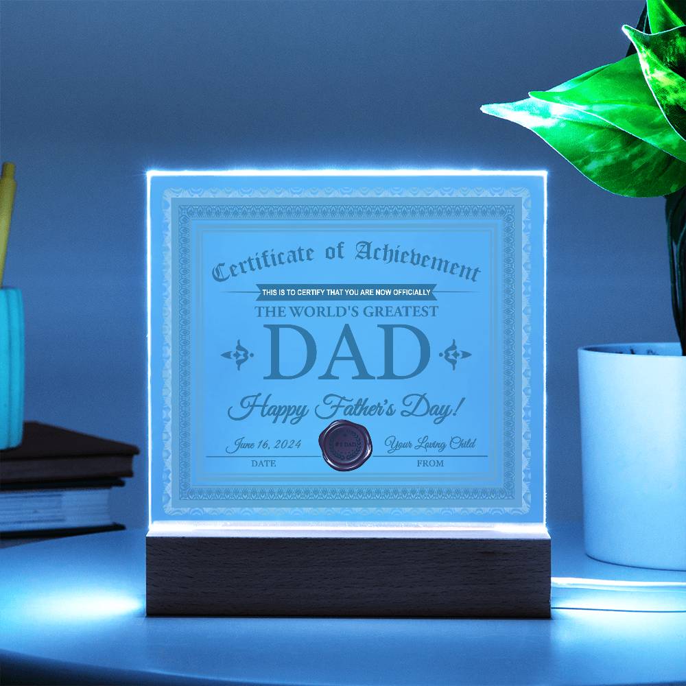 Square Acrylic Plaque Gift for Dad, Gift for Father, Father's Day Gift