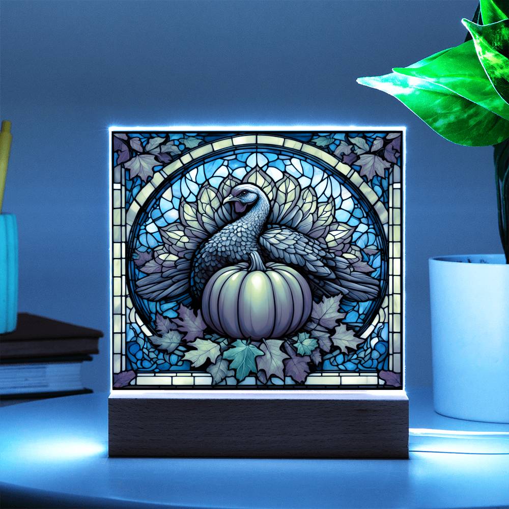 Turkey Time - Thanksgiving Theme Home Decor -Acrylic Square Plaque