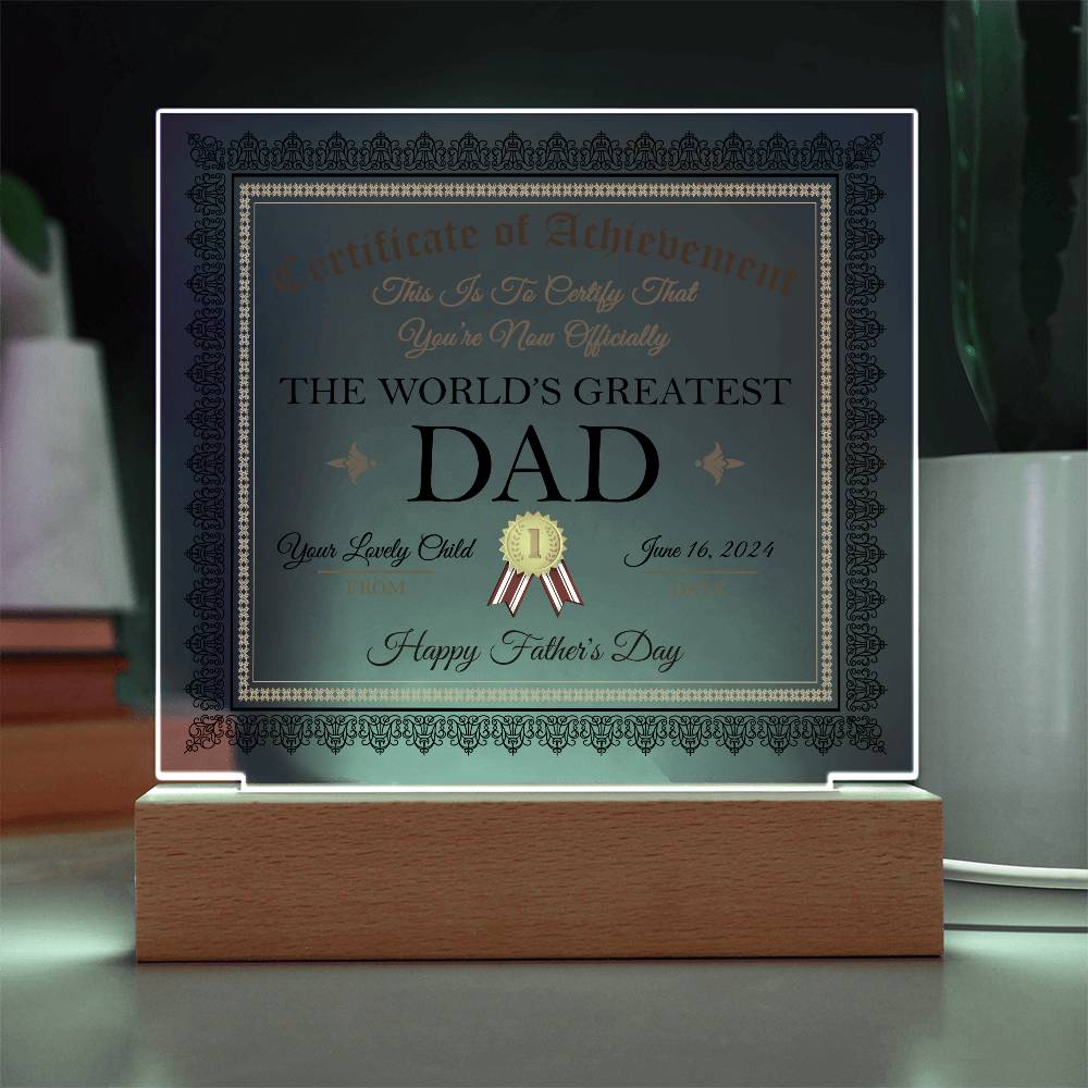 Printed Square  Acrylic Gift For Dad, Gift For Father, Father's Day Gift