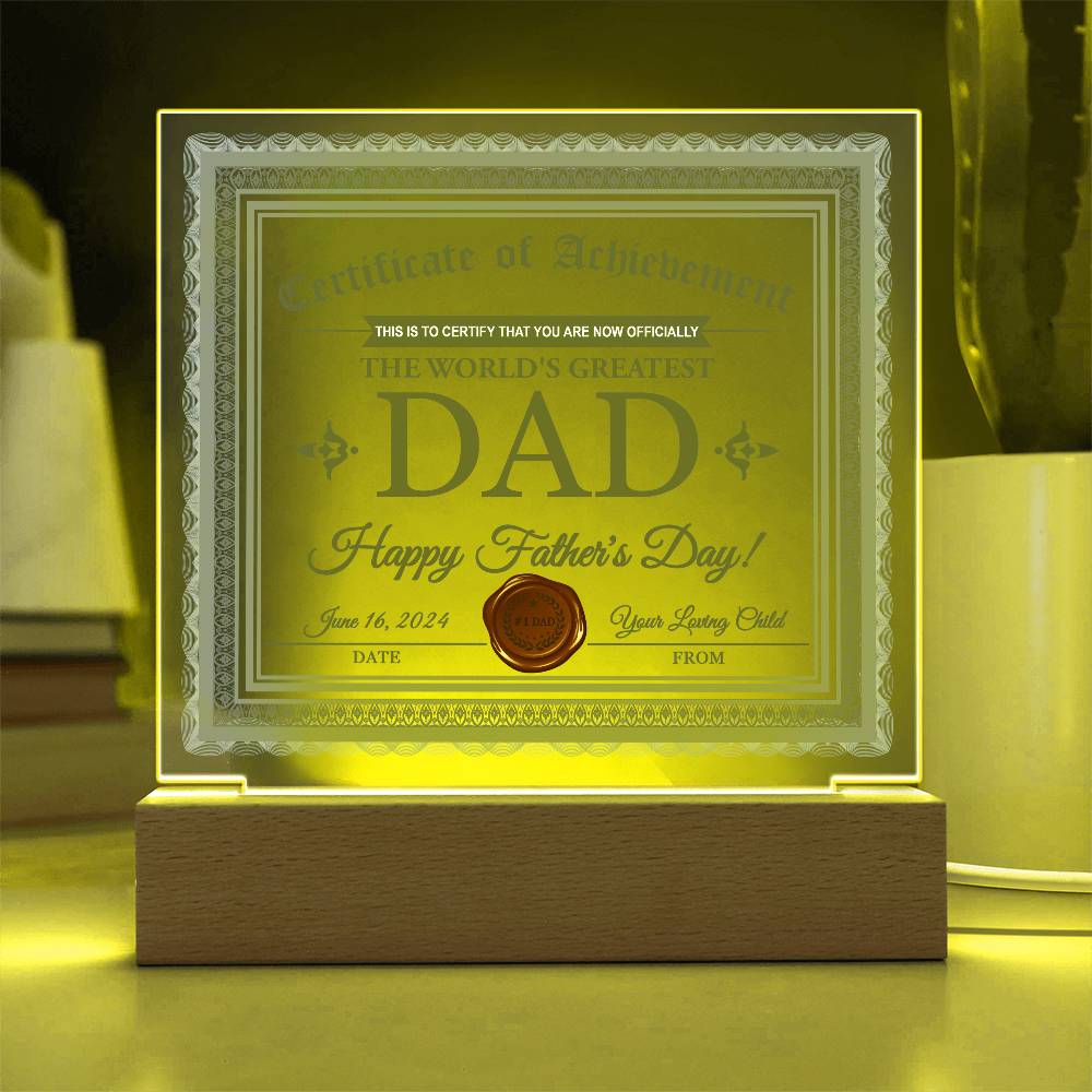 Square Acrylic Plaque Gift for Dad, Gift for Father, Father's Day Gift