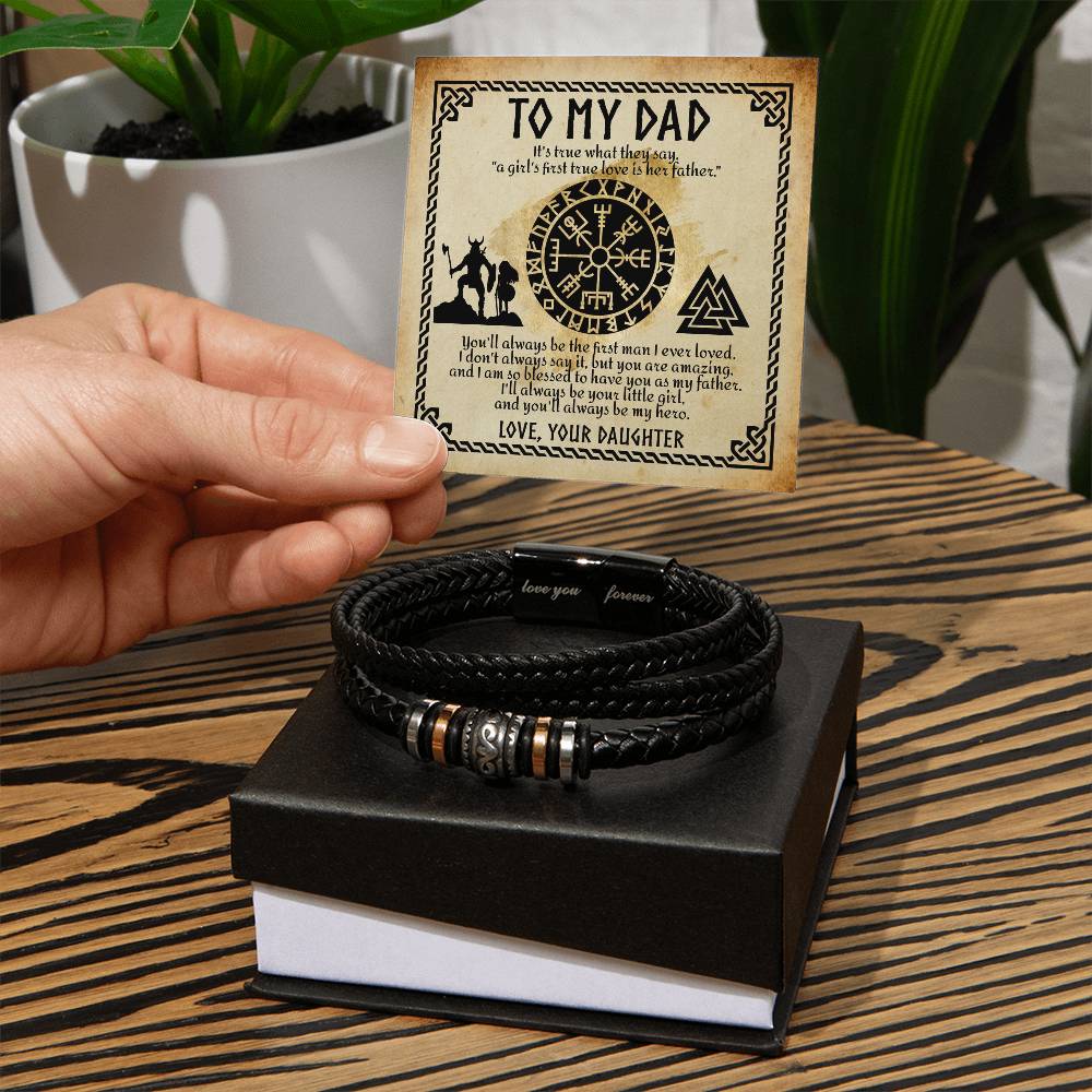 Vegan Leather Bracelet Gift for Dad From Daughter, Gift for Father, Gift for Birthday