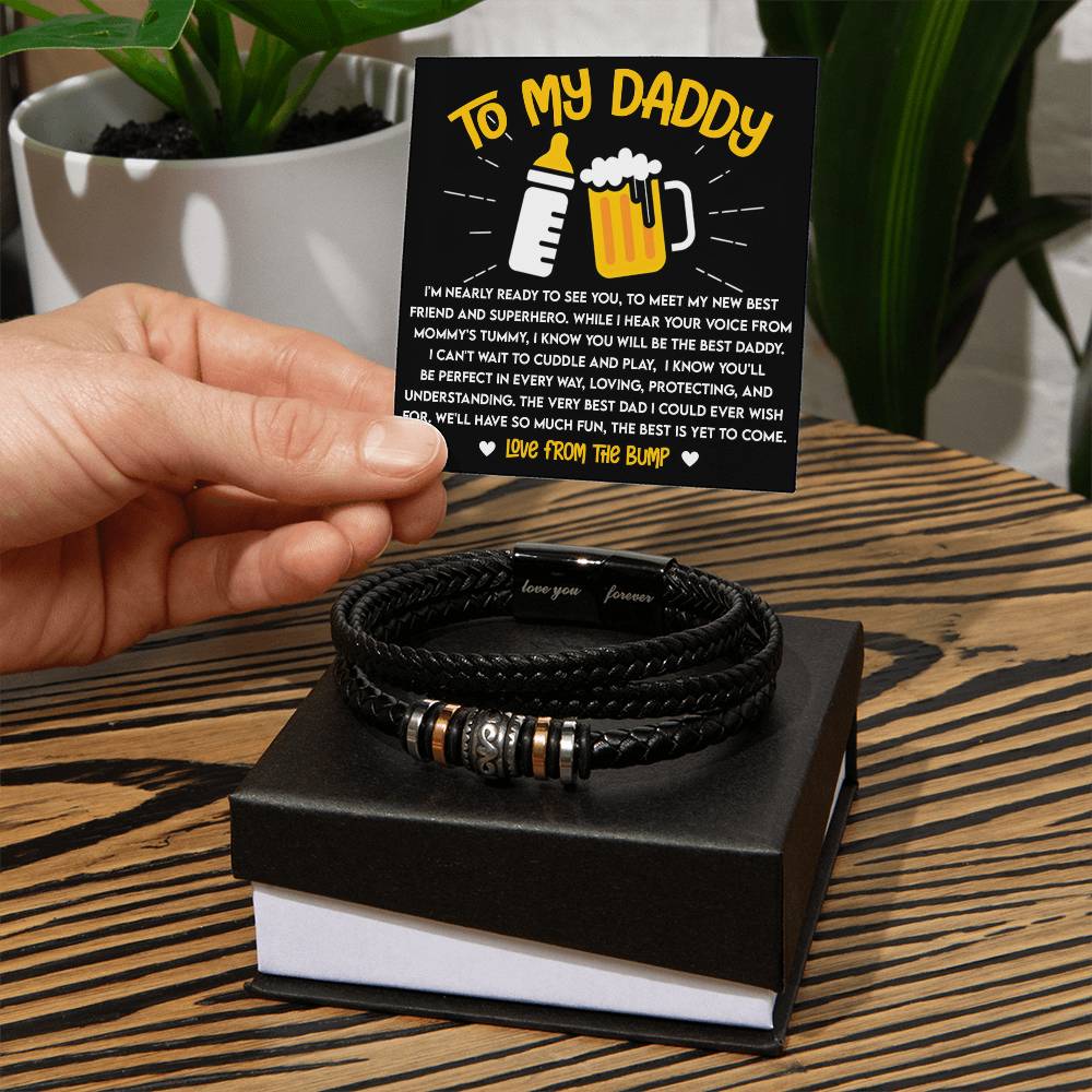 Vegan Leather Bracelet Gift for Father to be, Dad to be, Birthday Gift