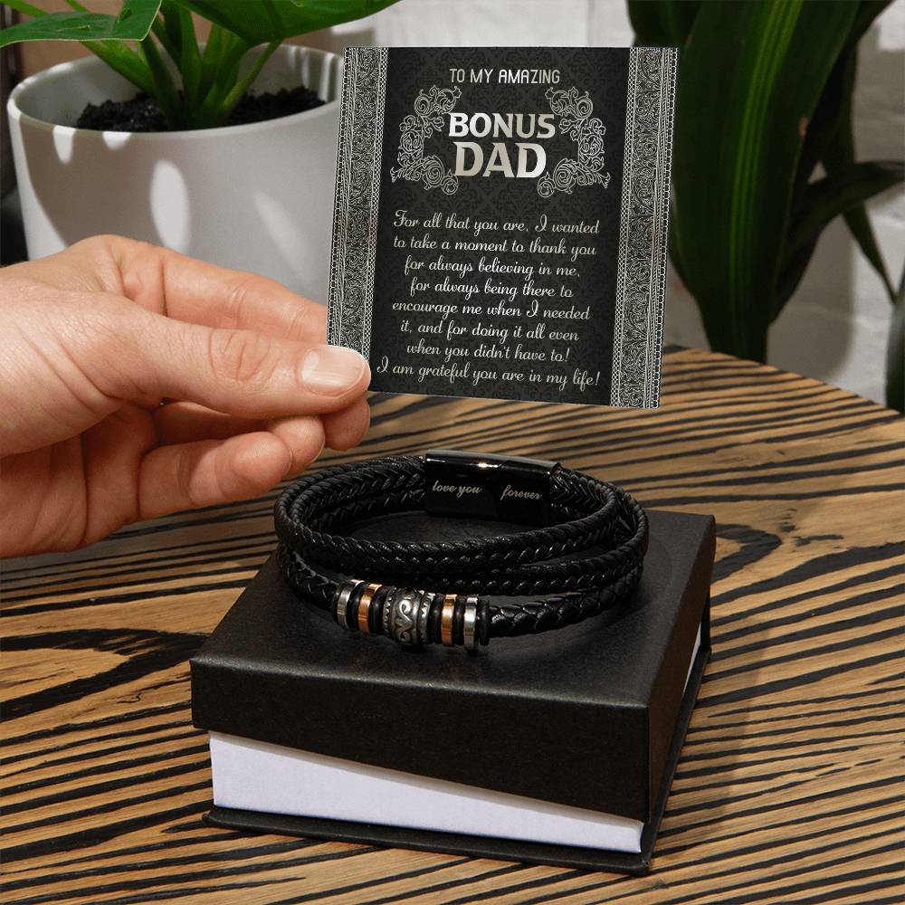 Vegan Leather Bracelet Gift for Bonus Father, Gift For Bonus Dad, Father's Day Gift, Birthday Gift