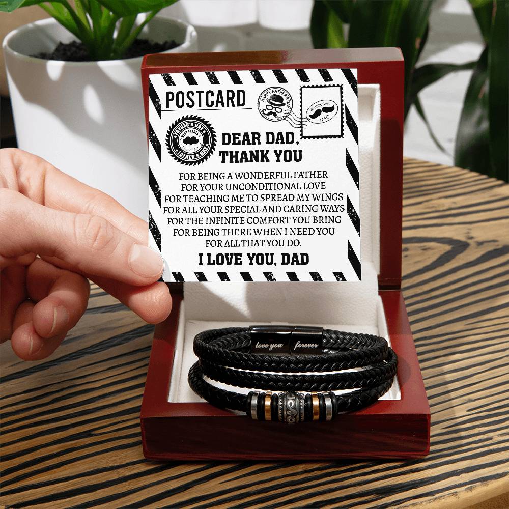 Men's "Love Your Forever"  Leather Bracelet, Gift For Dad,Gift For Father, Birthday Gift, Father's Day Gift