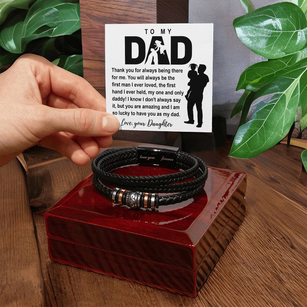 Vegan Leather Bracelet Gift For Dad From Daughter, Gift For Father, Birthday Gift, Father's Gift