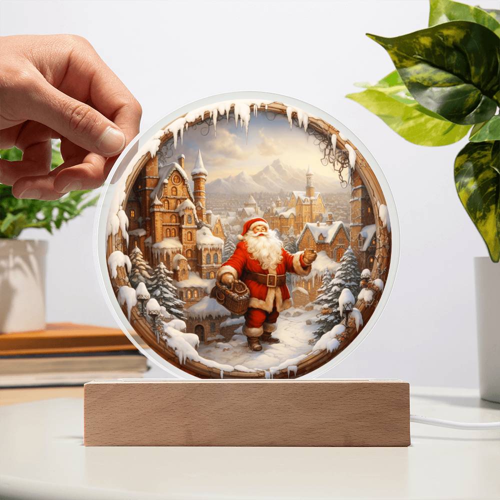 Santa is coming to town- Acrylic Circle Plaque