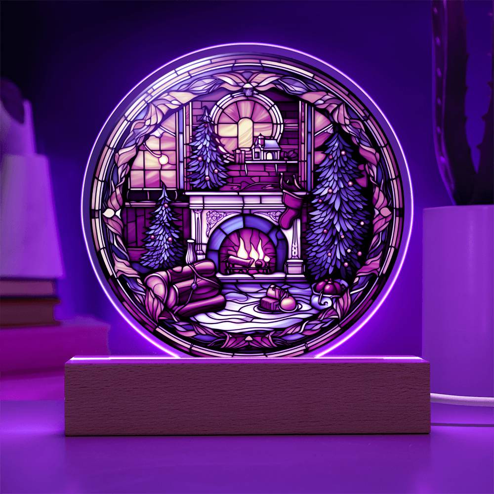 Home At Christmas time- Acrylic Circle Plaque- Holiday Home Decoration