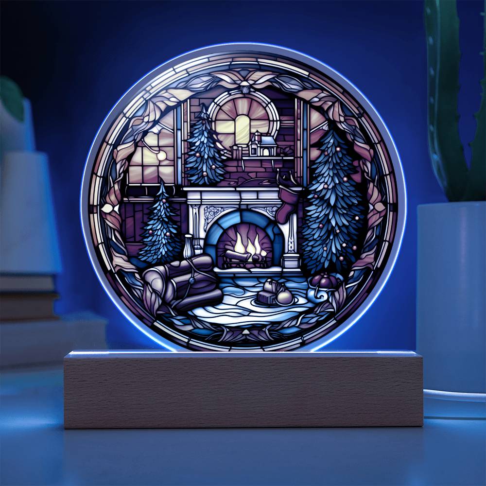 Home At Christmas time- Acrylic Circle Plaque- Holiday Home Decoration